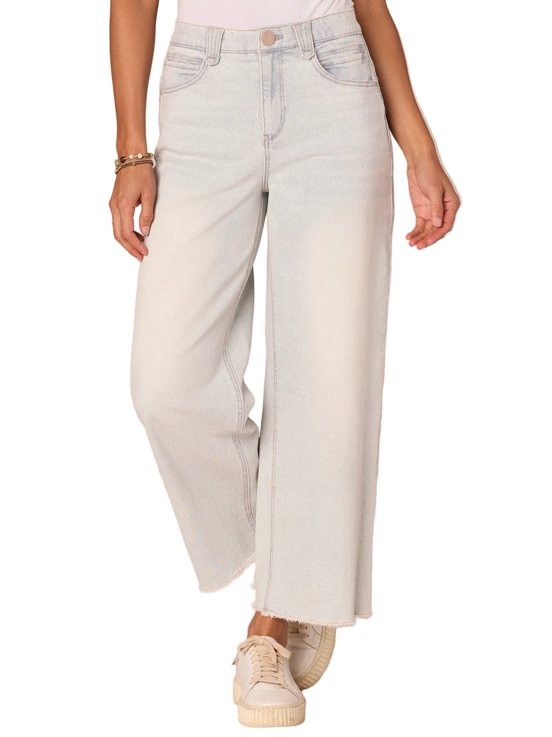 Democracy Womens "Ab"solution Skyrise Round Up Boyfriend Fray Hem Wide Leg Jeans