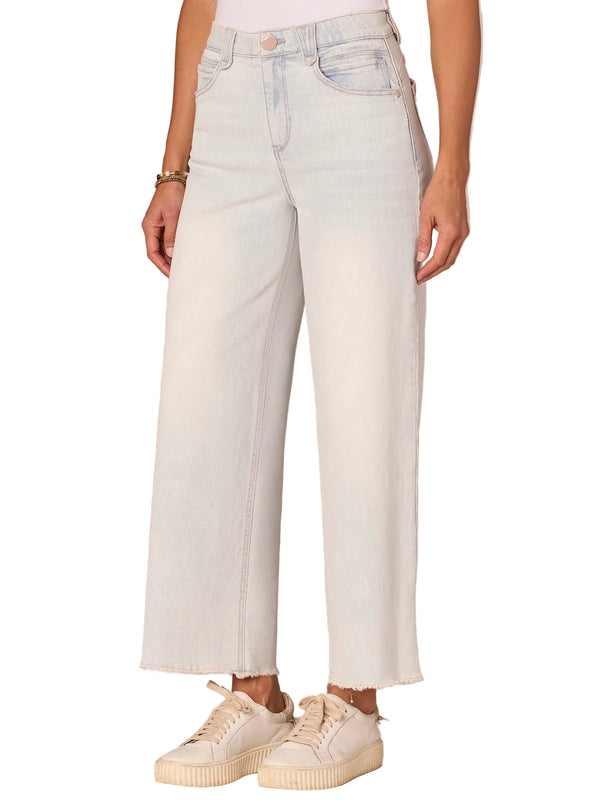 Democracy Womens "Ab"solution Skyrise Round Up Boyfriend Fray Hem Wide Leg Jeans