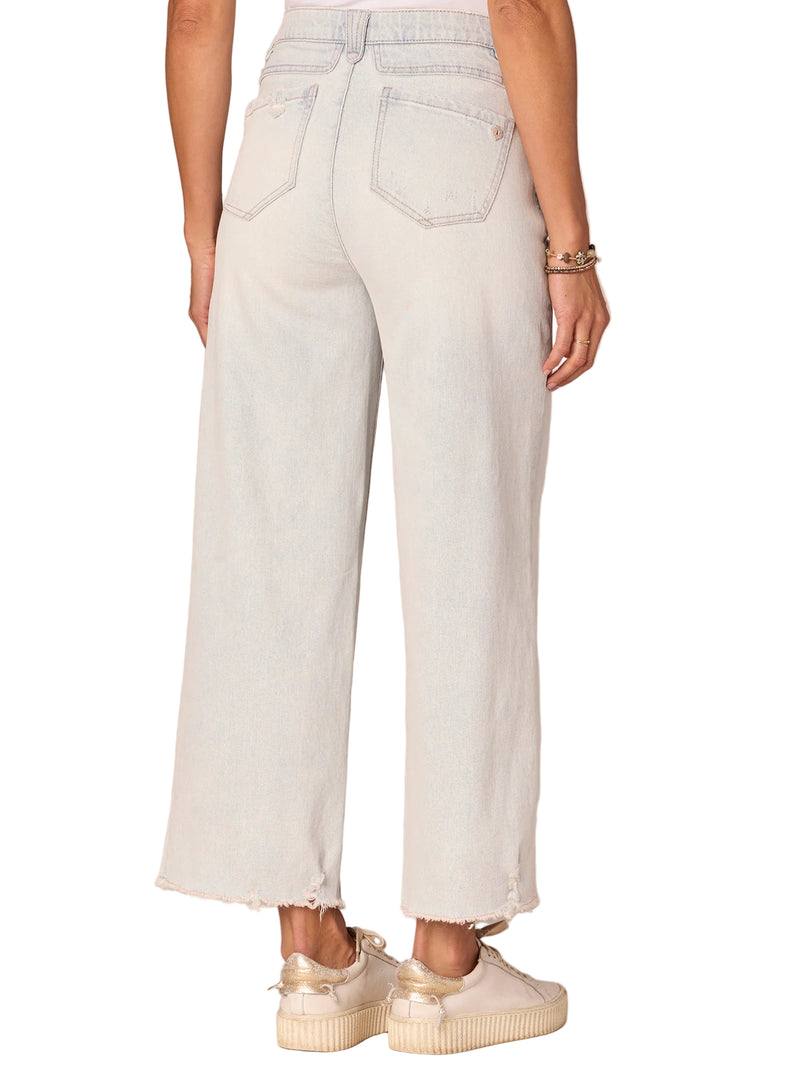 Democracy Womens "Ab"solution Skyrise Round Up Boyfriend Fray Hem Wide Leg Jeans