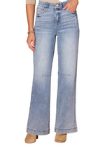Democracy Womens "Ab"Solution Skyrise Round Up Double Side Seam Wide Leg Jeans
