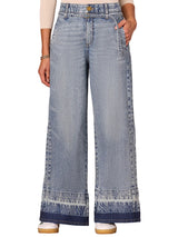 Democracy Womens "Ab"solution Ultra Skyrise Release Hem Wide Leg Jeans With Self Belt