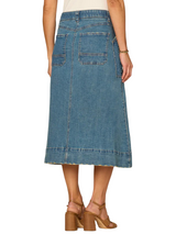 Democracy Womens "Ab"solution Snap Front A-Line Denim Skirt with Patch Pockets