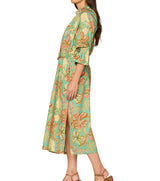 Democracy Womens 3/4 Sleeve Grosgrain Ruched Neck Printed Woven Dress