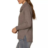 Democracy Womens Cowl Neck Mix Media Pullover Sweater