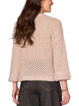 Democracy Womens Round Neck Floral Embroidered Long Sleeve Sweater