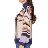 Democracy Womens Long Sleeve Mock Neck Placement Stripe Sweater