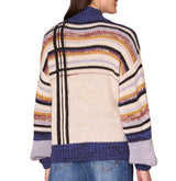 Democracy Womens Long Sleeve Mock Neck Placement Stripe Sweater