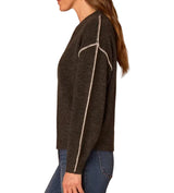 Democracy Womens Long Dolman Blouson Sleeve V-Neck Blanket Stitch Embroidered Sweater
