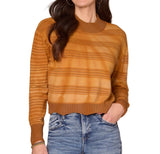 Democracy Womens Long Sleeve Mock Neck Wavy Scallop Hem Stripe Mix Tie Dye Sweater