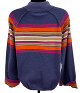 Democracy Womens Mock Neck Bubble Hem Placement Stripe Long Cuffed Sleeve Sweater