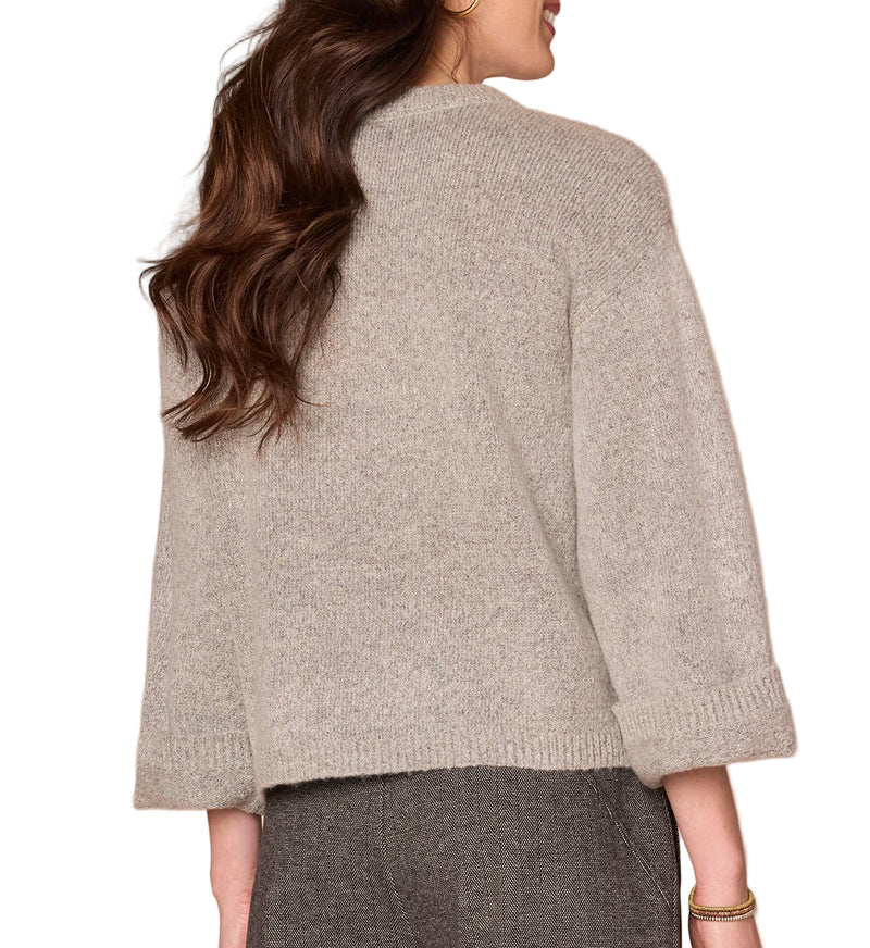 Democracy Womens Long Cuffed Sleeve Round Neck Floral Jacquard Sweater