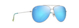 Maui Jim Hau'oli XL Shiny Silver with Blue & Green Frame - Blue Hawaii Lens - Polarized Sunglasses
