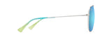 Maui Jim Hau'oli XL Shiny Silver with Blue & Green Frame - Blue Hawaii Lens - Polarized Sunglasses