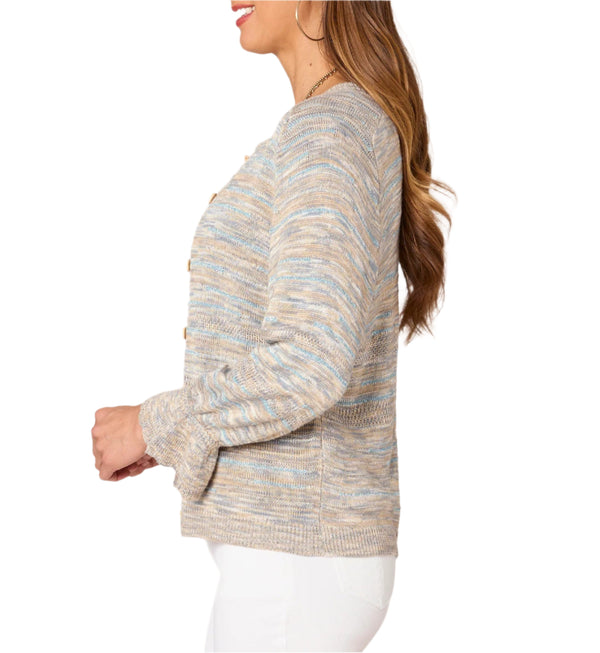 Democracy Womens Pointelle 3/4 Sleeve Cardigan