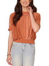 Democracy Womens Dolman Sleeve Double Layer Round Neck Banded Hem Space Dye Sweater