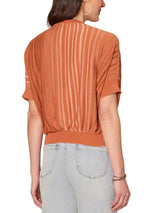 Democracy Womens Dolman Sleeve Double Layer Round Neck Banded Hem Space Dye Sweater