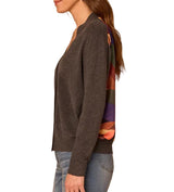 Democracy Womens Cuffed Long Sleeve V-Neck Button Down Printed Mixed Media Cardigan
