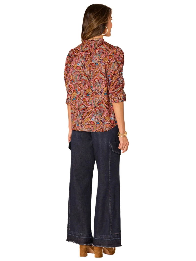 Democracy Womens Below Elbow Ruched Sleeve V-Notch Neck