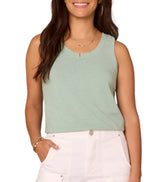 Democracy Womens Sleeveless Notched Scoop Neck Side Slit Hem Knit Tank Top