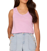Democracy Womens Sleeveless Notched Scoop Neck Side Slit Hem Knit Tank Top