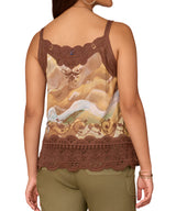 Democracy Womens Sleeveless V-Neck Scallop Edge Printed Embroidered Woven Tank Top