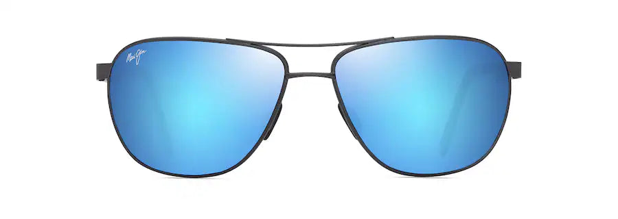 Maui Jim Castles Matte Dark Ruthenium with Black Frame - Blue Hawaii Lens - Polarized Sunglasses