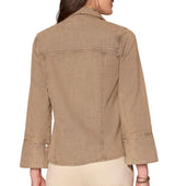 Democracy Womens Three Quarter French Cuff Sleeve Button Down Denim Shirt