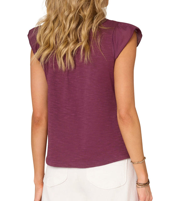Democracy Womens Flutter Sleeve Embroidered Top