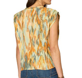 Democracy Womens Pleated Shoulder Sleeve Scoop Neck Asymmetrical Knot Hem Woven Top