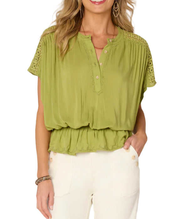 Democracy Womens Extended Cap Sleeve Scoop Neck Color Block Print Mixed Media Knit Top