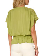 Democracy Womens Extended Cap Sleeve Scoop Neck Color Block Print Mixed Media Knit Top