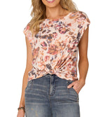 Democracy Womens Extended Cap Sleeve Top