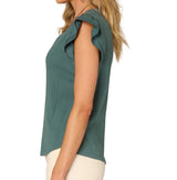 Democracy Womens Flutter Cap Sleeve Top