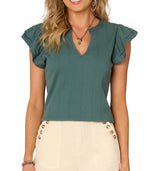 Democracy Womens Flutter Cap Sleeve Top