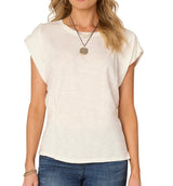 Democracy Womens Extended Oragami Cap Sleeve Top