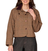 Democracy Womens Long Sleeve Button Front Curved Yoke Contrast Corduroy Woven Jacket