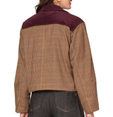 Democracy Womens Long Sleeve Button Front Curved Yoke Contrast Corduroy Woven Jacket