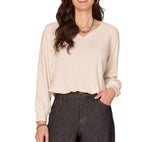 Democracy Womens Long Sleeve Sweetheart Neck Cased Hem Knit Top