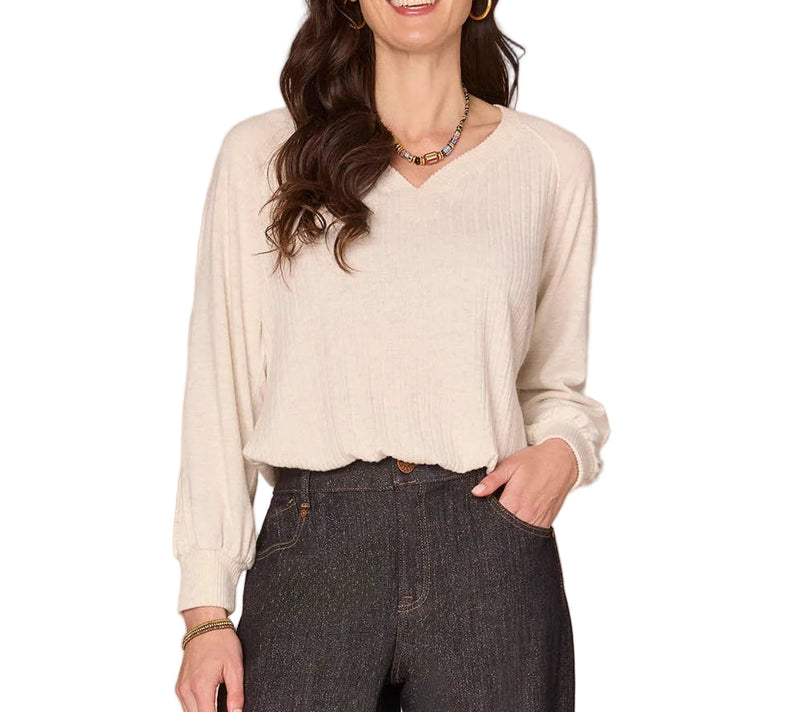 Democracy Womens Long Sleeve Sweetheart Neck Cased Hem Knit Top