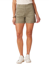 Democracy Womens "Ab"solution Skyrise Button Fly 4.5" Shorts with Fixed Fray Cuff
