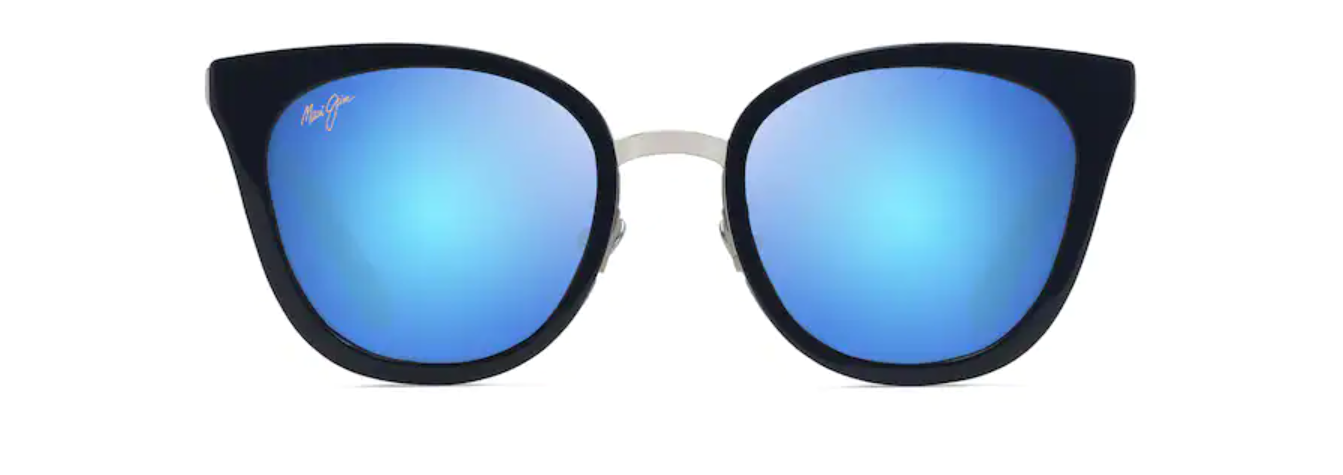 Maui Jim Wood Rose Navy with Silver Frame - Blue Hawaii Lens - Polarized Sunglasses