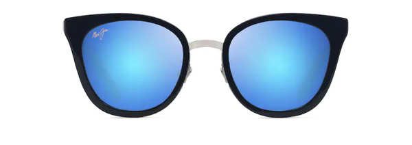 Maui Jim Wood Rose Navy with Silver Frame - Blue Hawaii Lens - Polarized Sunglasses