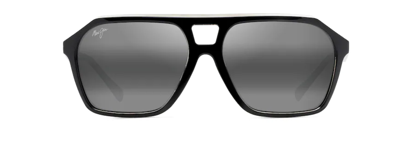 Maui Jim Wedges Black Gloss With Crystal Interior Frame - Neutral Gray Lens - Polarized Sunglasses