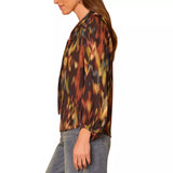 Democracy Womens Printed Woven Long Sleeve Scoop Neck Blouse