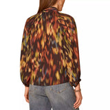 Democracy Womens Printed Woven Long Sleeve Scoop Neck Blouse