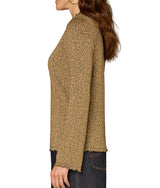 Democracy Womens Long Bell Sleeve Mock Neck Knit Top with Lettuce Edge Detail