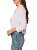 Democracy Womens Tucked Sleeve Smocked Button Down Bubble Hem Splice Stripe Woven Shirt