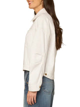 Democracy Womens Oversized Barrel Sleeve Welt Pocket Denim Jacket with Hi-Low Hem