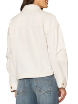 Democracy Womens Oversized Barrel Sleeve Welt Pocket Denim Jacket with Hi-Low Hem