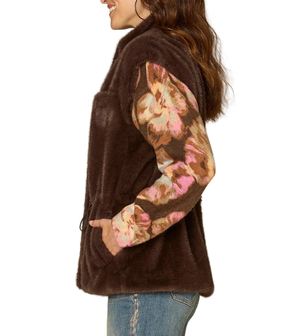 Democracy Womens Cap Sleeve Funnel Neck Zip Front Woven Vest with Toggle Waist Ties